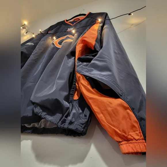NFL Chicago Bears 2002-04 Men's 2XL Reebok Pullover V-Neck Windbreaker Jacket - Picture 6 of 11